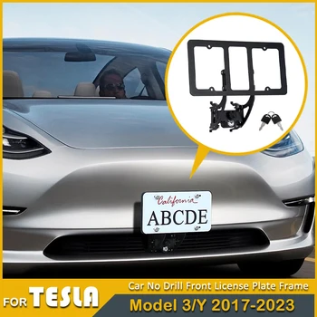 2023 Nem Gyakorlat Első Rendszámtábla Tartó Tesla Modell 3 Modell Y Anti-Theft Nem Ragasztók Alumínium Rendszámtábla Tartó Keret