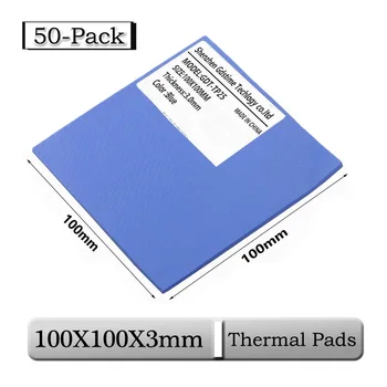 50 Db/sok Gdstime 100x100x3mm 3 mm Vastagság, Kék Thermal Pad CPU Hűtőborda Párna 100x3mm 0,3 cm Hűtés Vezető Szilikon Párna