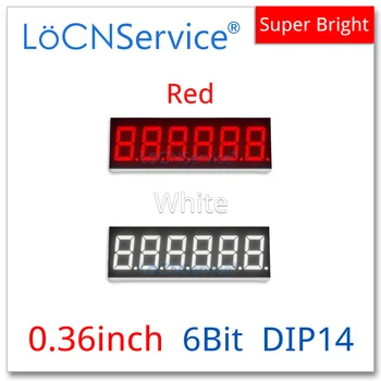 LoCNService 30DB 0.36 Inch Digitális Cső LED Kijelző 6 Kis Piros, Fehér, Közös Anód / Katód 7 Szegmens 0.36 hüvelyk 6Bit