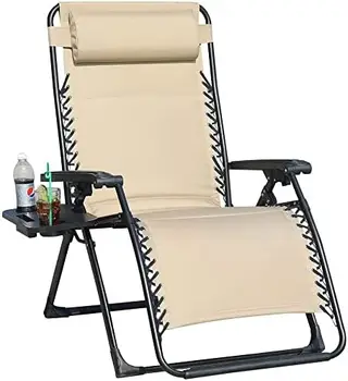 Zéró Gravitáció Fotel Állítható háttámlás szék Oldalsó Asztal Támogatás 350lbs-Bézs