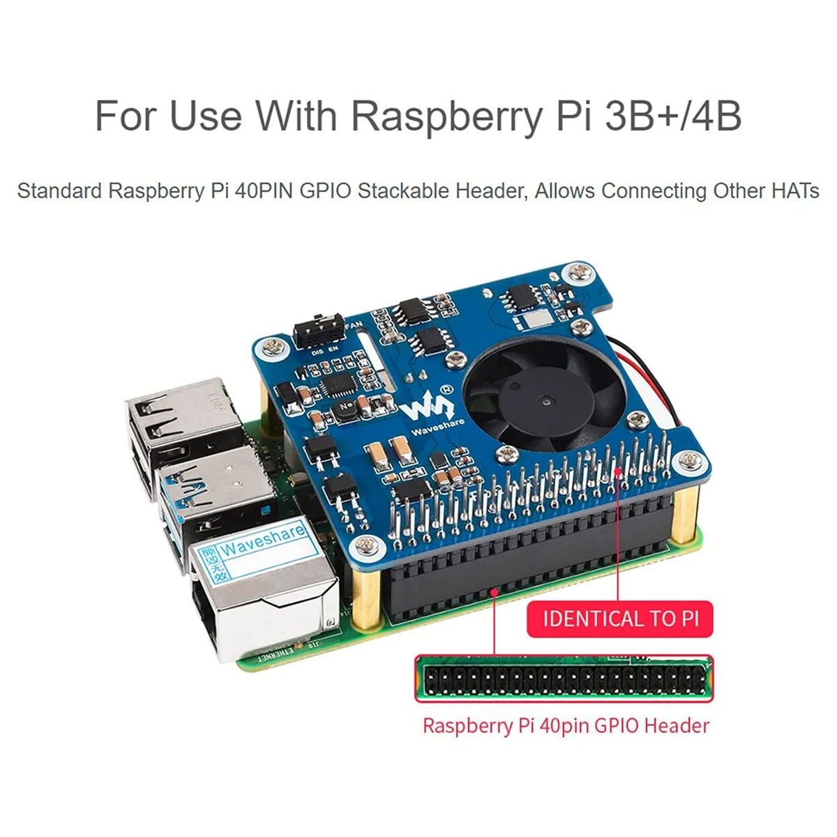 Waveshare POE SAPKA (C) a Raspberry Pi 4B/3B+, Power Over Ethernet KALAP, Támogatja az IEEE 802.3 Af/At Kompatibilis Hálózat